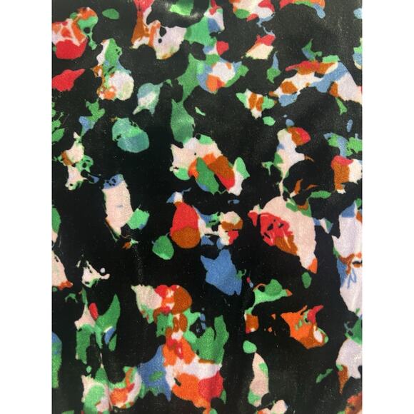 Open Edit Fit & Flare Velvet Dress Side Pockets Black Floral Open Back Size S - Picture 9 of 13